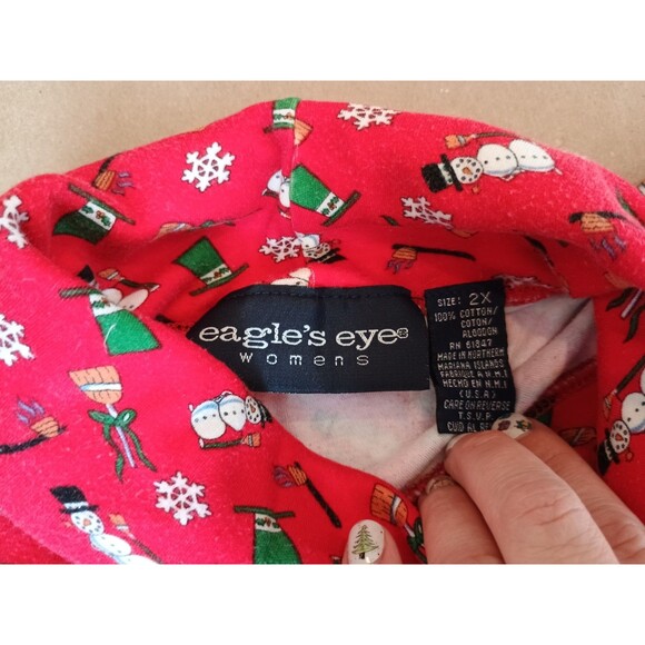Vintage The Eagles Eye Women's 2X Christmas Turtleneck Snowman Red - Picture 3 of 5